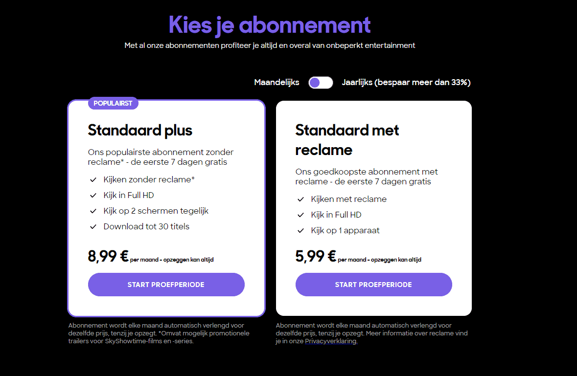 SkyShowTime proefperiode